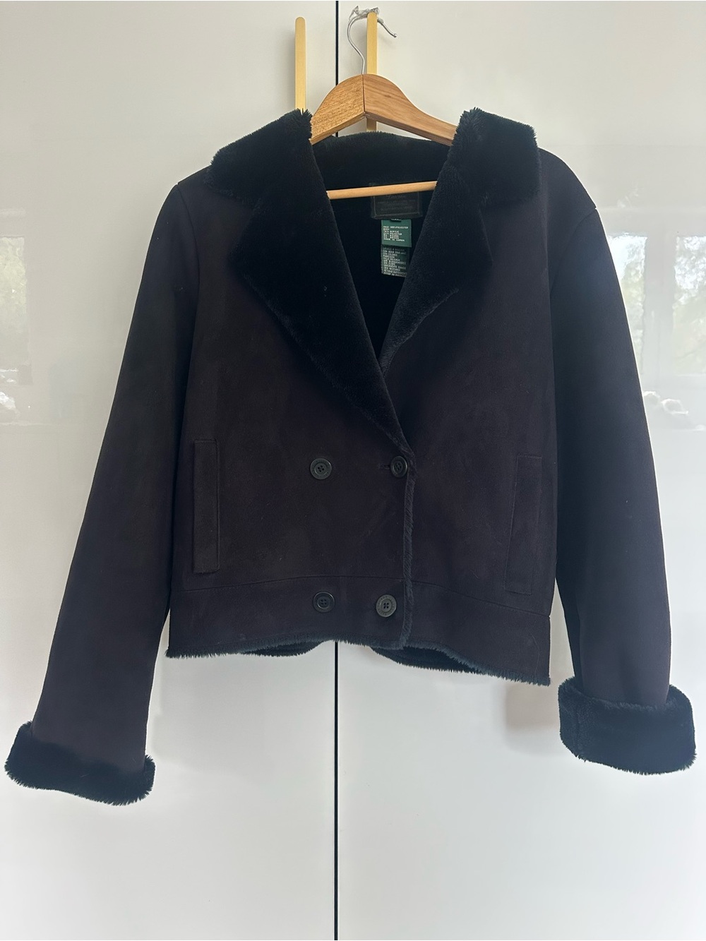 Lauren Ralph Lauren Faux Shearling Suede Double Breasted Jacket M